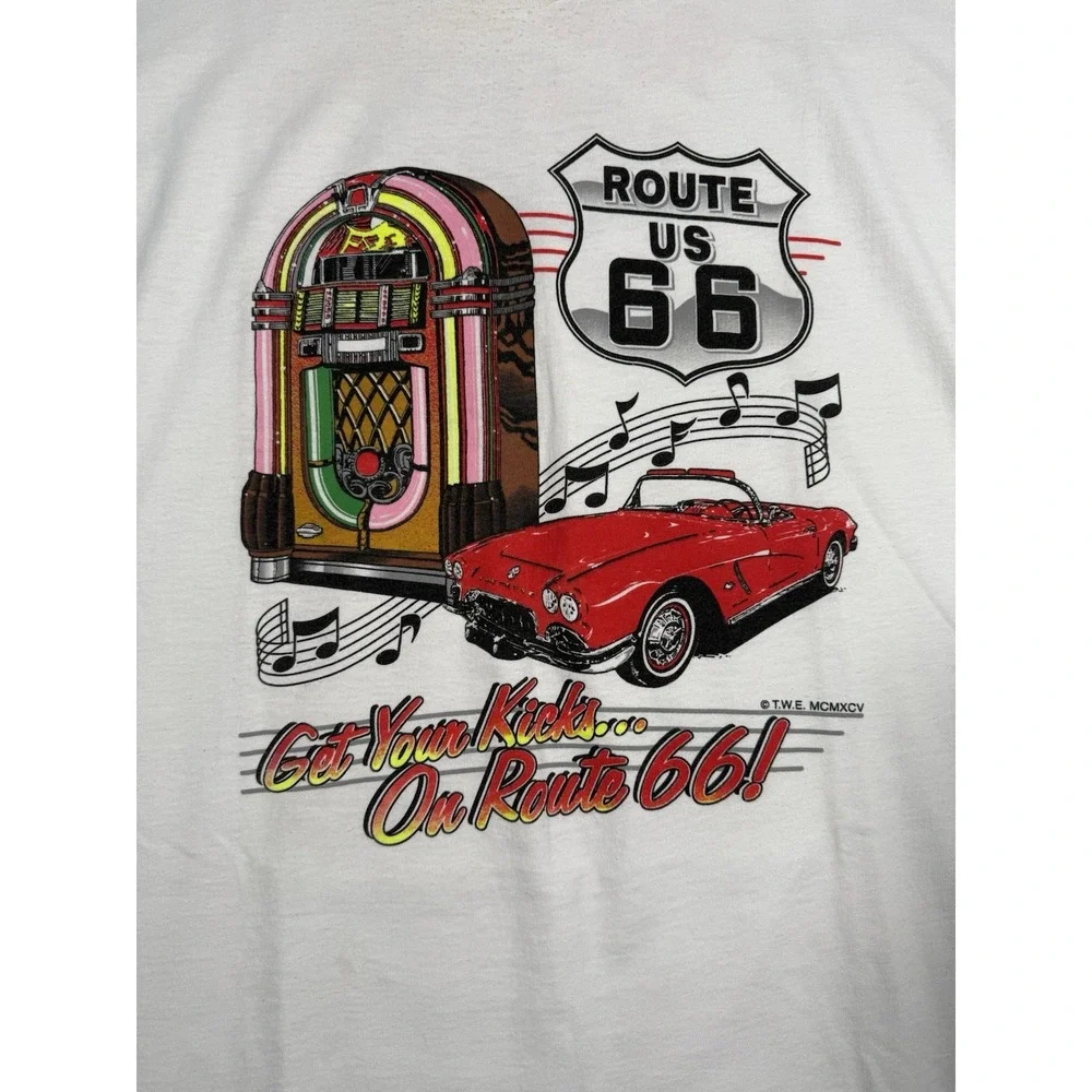 Vintage 1960s Fruit Of The Loom Route Us 66 Got‎ My Kicks White Tshirt Adult XL